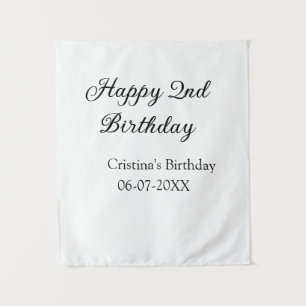 calligraphy simple minimal happy 2nd birthday tapestry