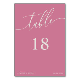 Calligraphy Simple Pink Script lettering seating Table Number