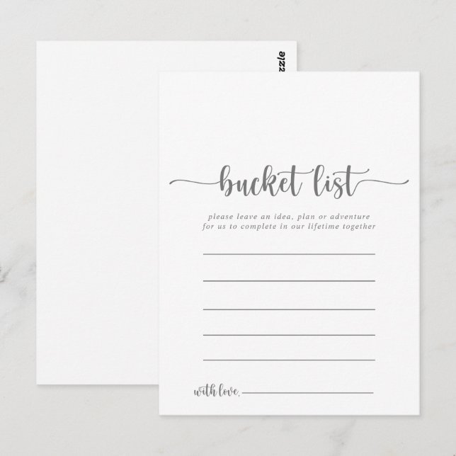 Calligraphy Simple Silver Bucket List Cards (Front/Back)