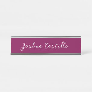 Calligraphy Simple Wine Color Professional Desk Name Plate