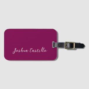Calligraphy Simple Wine Color Professional Name Luggage Tag