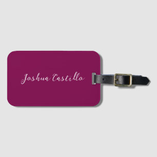 Calligraphy Simple Wine Color Professional Name Luggage Tag