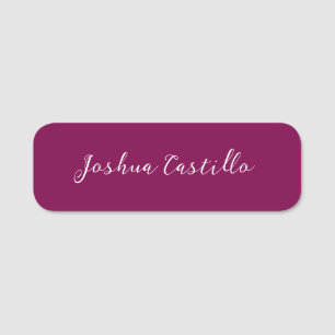 Calligraphy Simple Wine Color Professional Name Tag