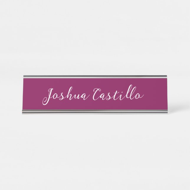Calligraphy Simple Wine Colour Professional Desk Name Plate (Front)
