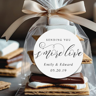 Calligraphy S'more Love Personalised Wedding Favou Classic Round Sticker