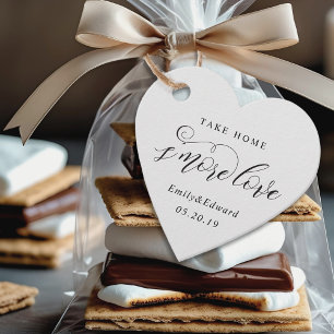 Calligraphy S'more Love Wedding Heart Shaped Favour Tags
