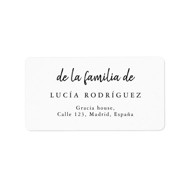 Calligraphy Spanish Funeral Return Address Label (Front)