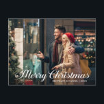 Calligraphy Star Merry Christmas Couple Photo Postcard<br><div class="desc">Modern Calligraphy Script Star Merry Christmas Couple Photo Postcard</div>