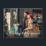 Calligraphy Star Merry Christmas Couple Photo Postcard<br><div class="desc">Modern Calligraphy Script Star Merry Christmas Couple Photo Postcard</div>