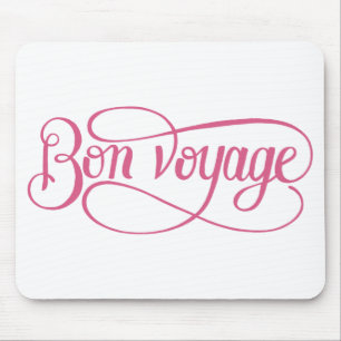 Calligraphy sticker bon voyage mouse pad