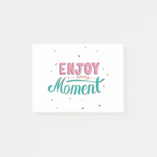 Calligraphy sticker enjoy every moment 2 Quote Post-it Notes (Front)