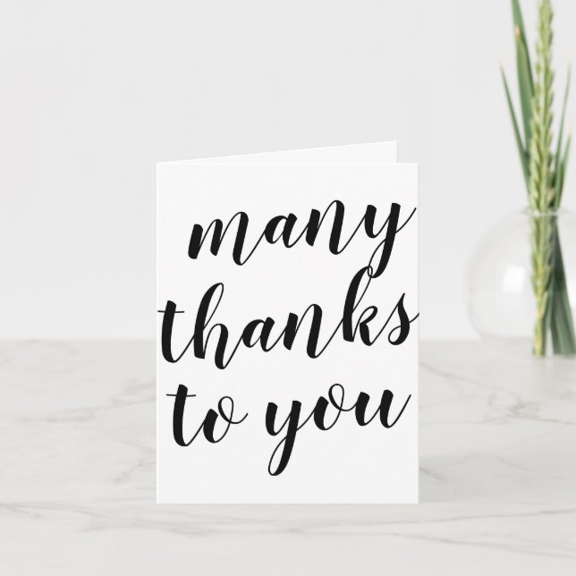 Calligraphy Style Black and White Thank You Card (Front)