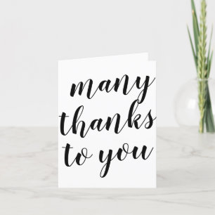 Calligraphy Style Black and White Thank You Card