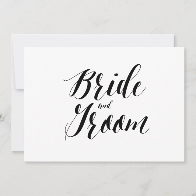 Calligraphy Style "Bride and Groom" Wedding Sign (Front)