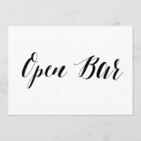 Calligraphy Style "Open Bar" Wedding Sign