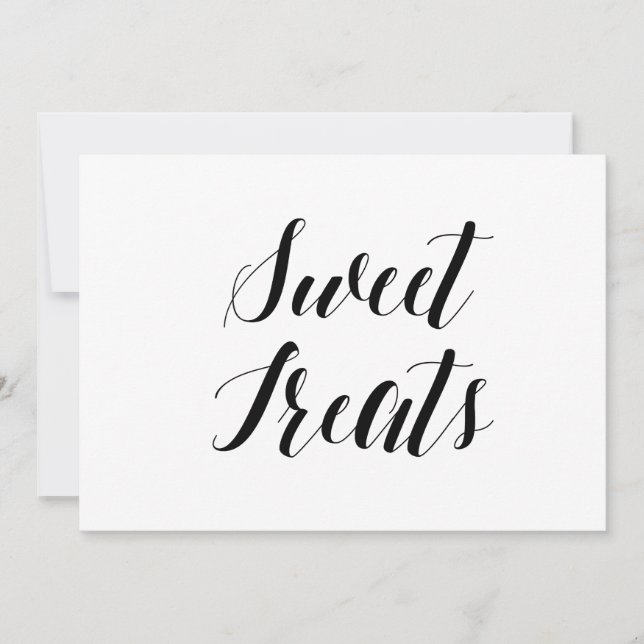 Calligraphy Style "Sweet Treats" Wedding Sign Invitation (Front)