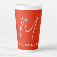 Calligraphy stylish red white monogram your name