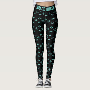 Calligraphy & Stylish Turquoise Diamond Pattern Leggings