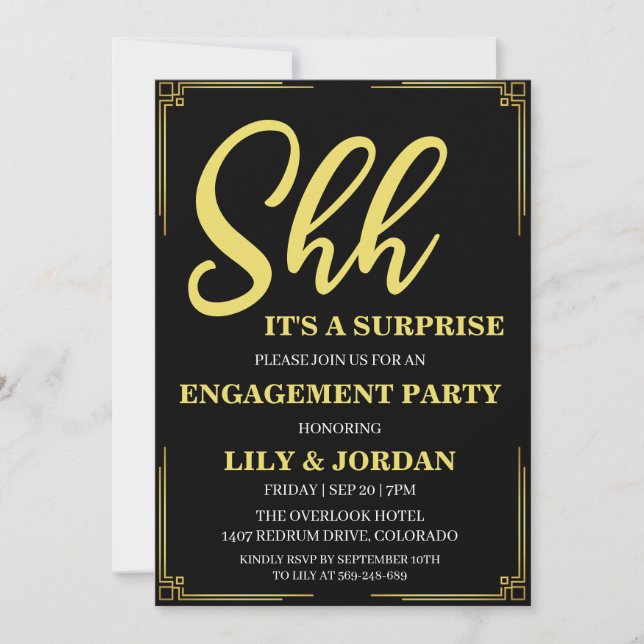 Calligraphy Surprise Engagement Party Invitation (Front)