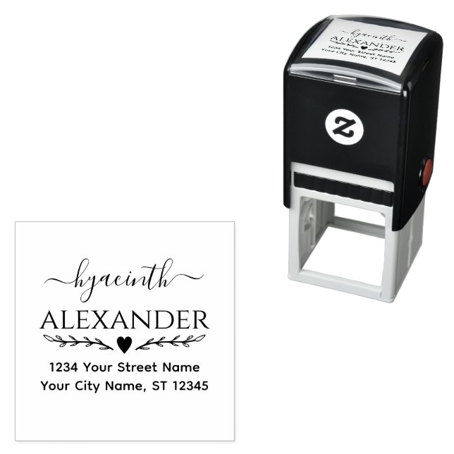 Calligraphy Swash Typography Name Address Self-inking Stamp (In Situ)
