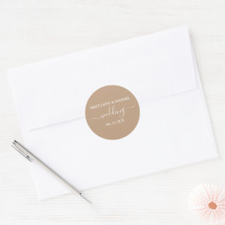 Calligraphy Taupe Wedding Envelope Seals