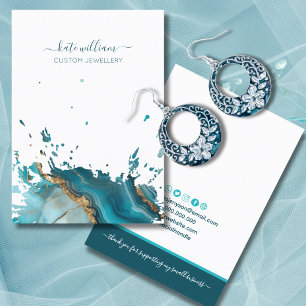 Calligraphy Teal Agate Earring Display Card