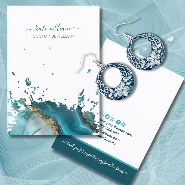 Calligraphy Teal Agate Earring Display Card (Creator Uploaded)