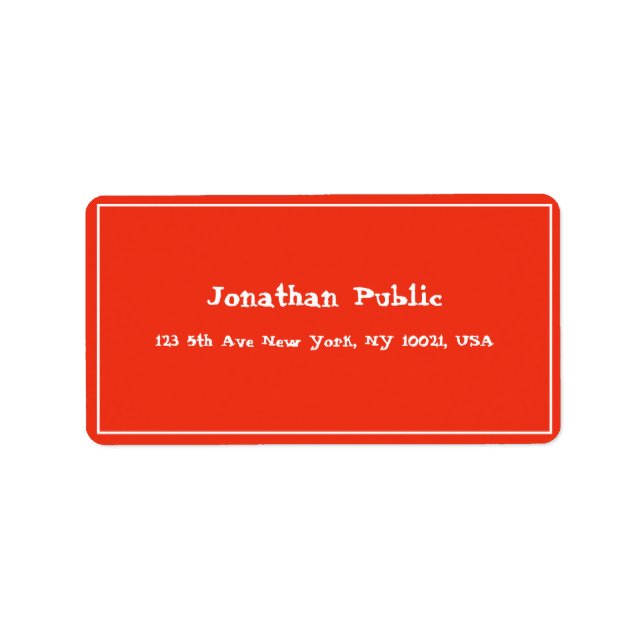 Calligraphy Template Christmas Red White Address Label (Front)