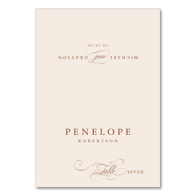 Calligraphy Terracotta Boho Guest Name Place Card (Front)
