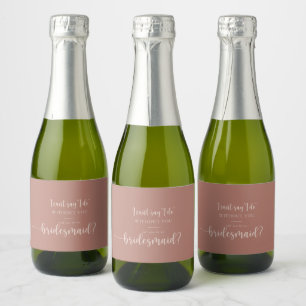 Calligraphy Terracotta Bridesmaid Proposal Sparkling Wine Label