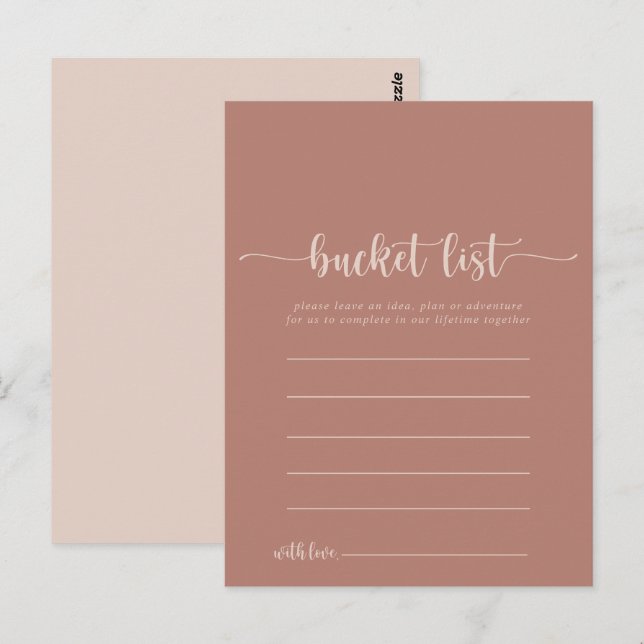 Calligraphy Terracotta Bucket List Cards (Front/Back)