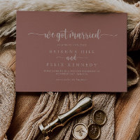 Calligraphy Terracotta Elopement Announcement