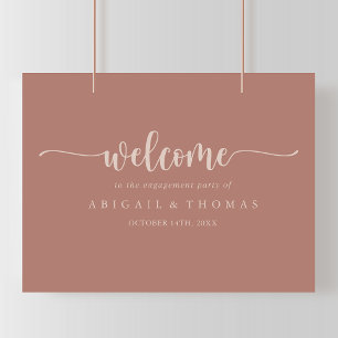 Calligraphy Terracotta Engagement Party Welcome  Poster