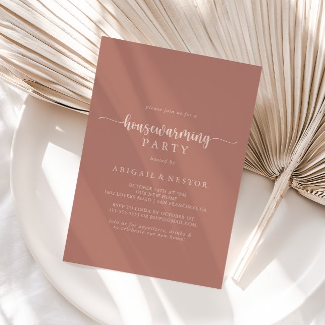 Calligraphy Terracotta Housewarming Party  Invitation (Creator Uploaded)