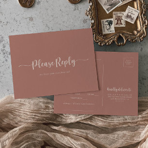 Calligraphy Terracotta Menu Choice RSVP  Postcard