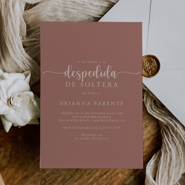 Calligraphy Terracotta Spanish Bridal Shower  Invitation (Creator Uploaded)