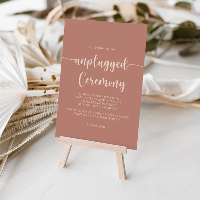 Calligraphy Terracotta Unplugged Ceremony Sign (Creator Uploaded)
