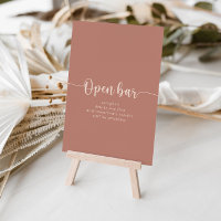 Calligraphy Terracotta Wedding Open Bar Sign
