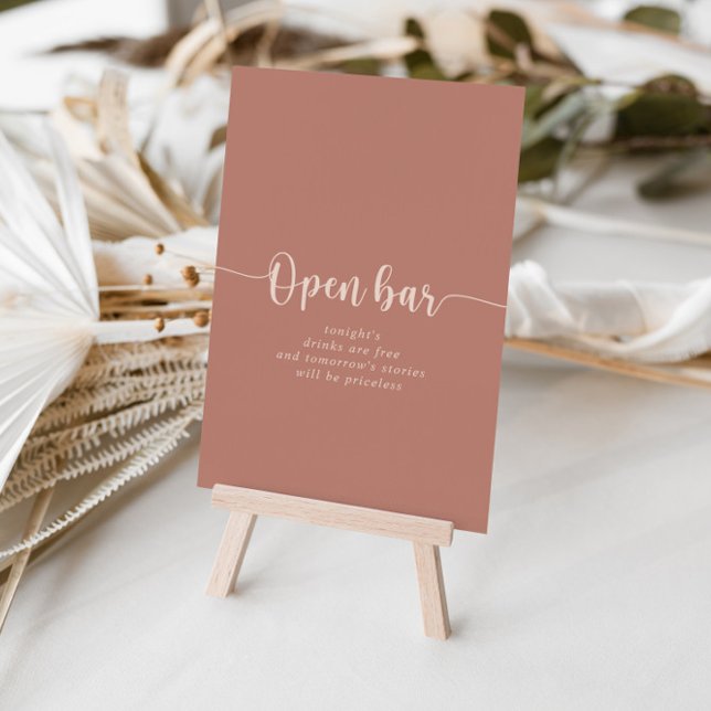 Calligraphy Terracotta Wedding Open Bar Sign (Creator Uploaded)