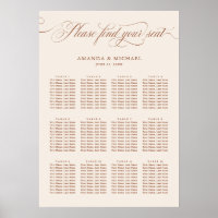 Calligraphy Terracotta wedding Seating Chart