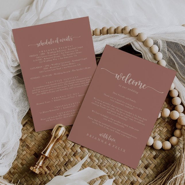 Calligraphy Terracotta Wedding Welcome Letter (Creator Uploaded)