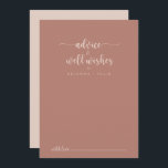 Calligraphy Terracotta Wedding Well Wishes  Advice Card<br><div class="desc">This calligraphy terracotta wedding well wishes advice card is perfect for a rustic wedding. The simple and elegant design features classic and fancy script typography. These cards are perfect for a wedding, bridal shower, baby shower, graduation party & more. Personalise the cards with the names of the bride and groom,...</div>
