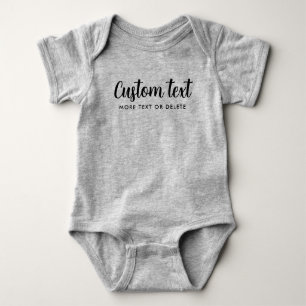 Calligraphy Text Name Template One-Pieces Grey Boy Baby Bodysuit