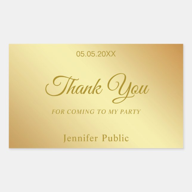Calligraphy Thank You Gold Template Elegant Top Rectangular Sticker (Front)