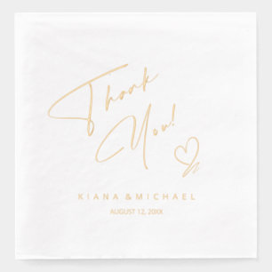 Calligraphy Thank You Heart V2 ID771 Foil Napkins