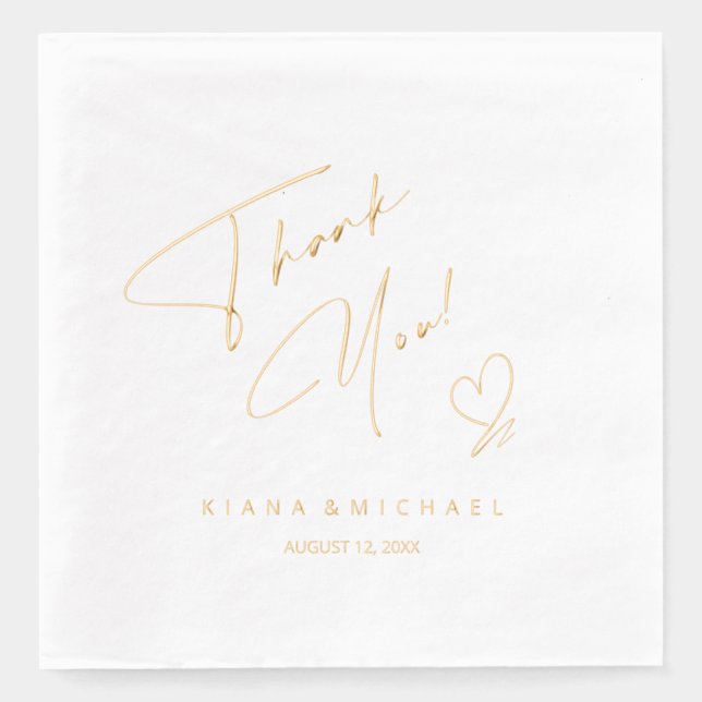 Calligraphy Thank You Heart V2 ID771  Foil Napkins (Front)