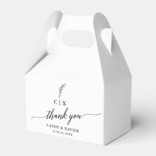 Calligraphy  Thank You Wedding Monogram Gable Favour Box