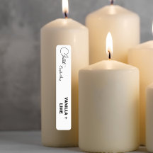 Calligraphy Thin Black & White Candle Label