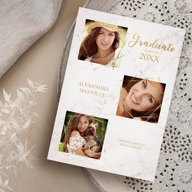 Calligraphy Three Photos Graduate Announcement (Creator Uploaded)