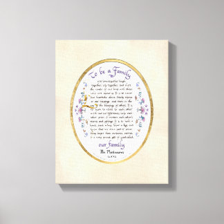 Calligraphy To be a Family Audrey Jeanne w Name Ca Canvas Print